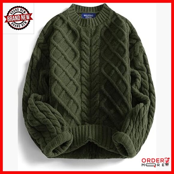 Sweaters - Oversized Cable Knit Chunky Sweater Lantern Sleeve Pullover